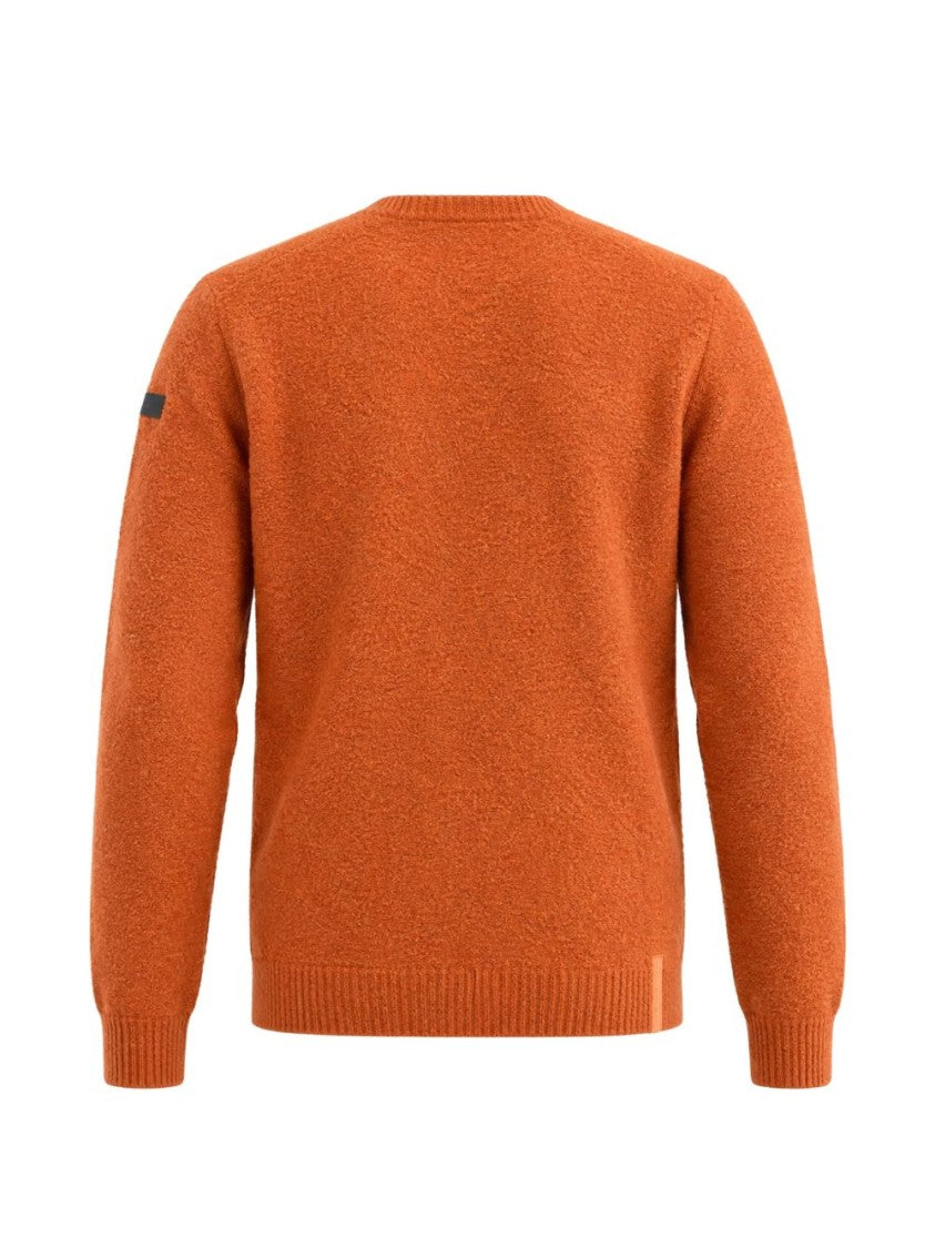 Rrd Textured Knit Sweater In Burnt Orange With Classic Crew Neckline
