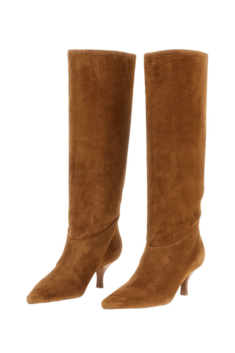 Paris Texas Cognac Rose Suede Knee-High Boots