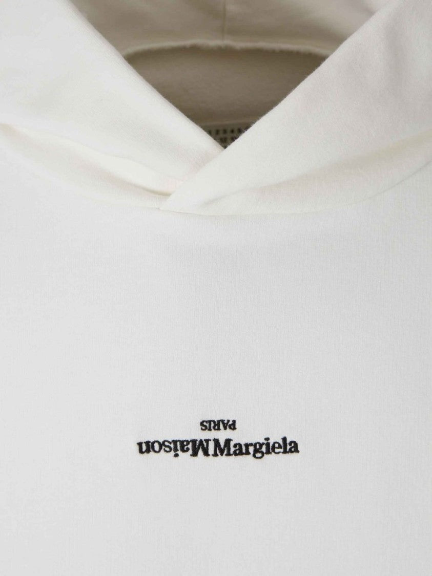 Maison Margiela Minimalist Ribbed Cuffs White Cotton Hoodie