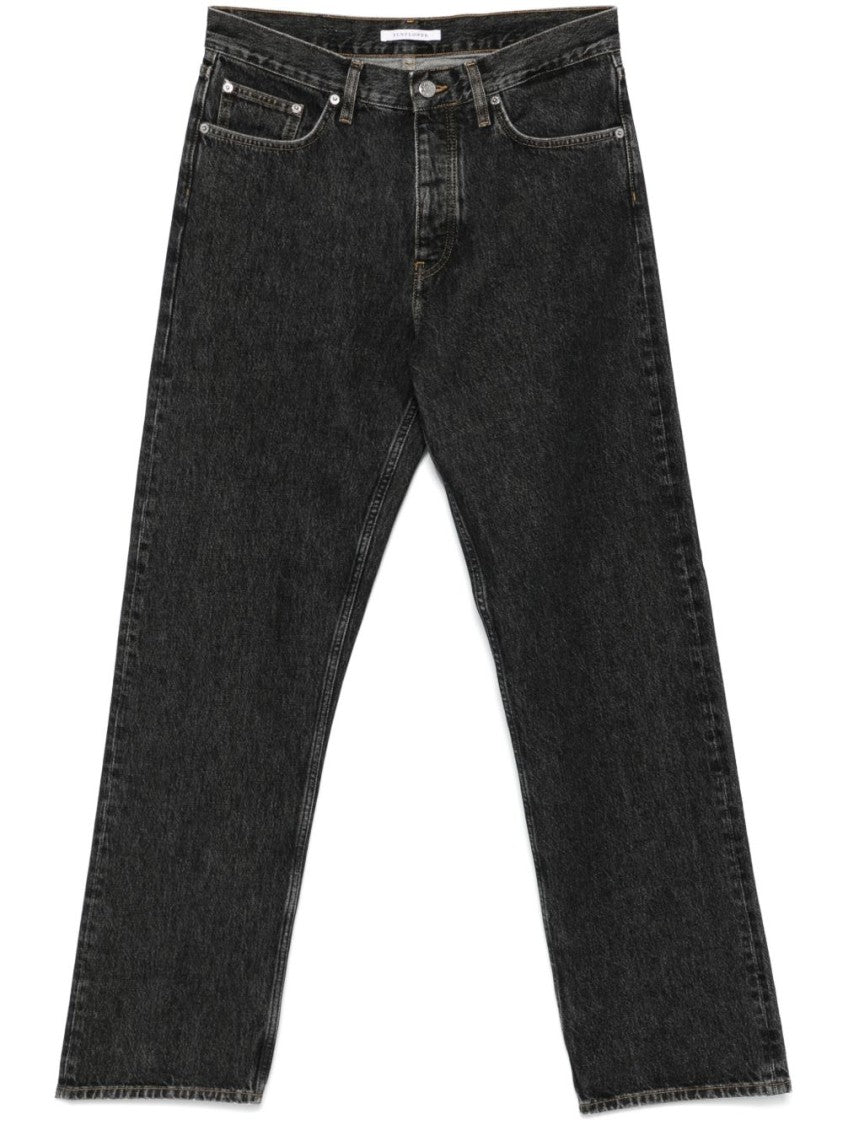 Sunflower Classic Straight-Leg Black Cotton Jeans With Button Fly And Five-Pocket Design