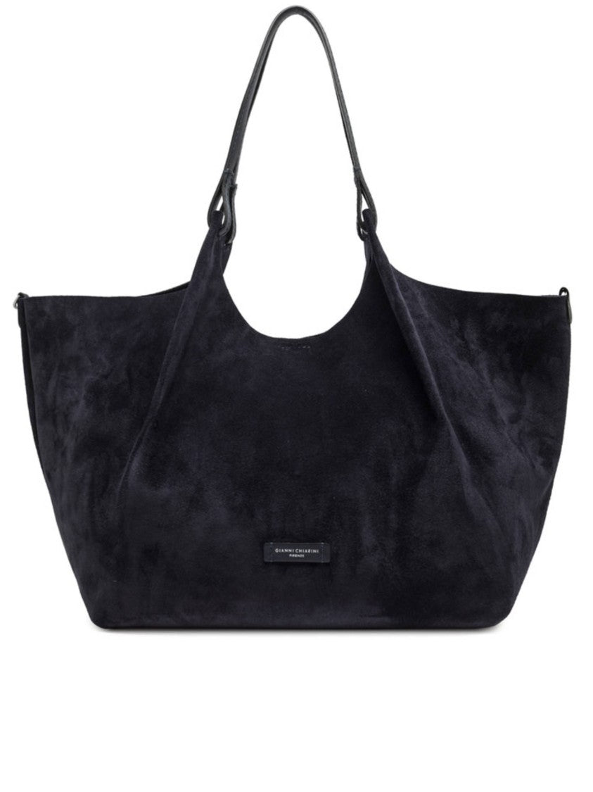 Gianni Chiarini Black Dua Soft-Structured Suede Tote Bag