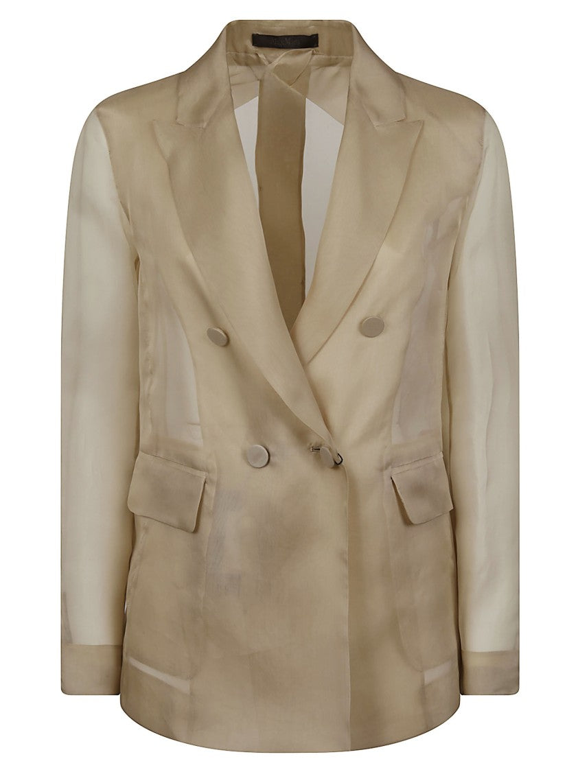 Max Mara Mxeslogan Translucent Silk Double Breasted Blazer
