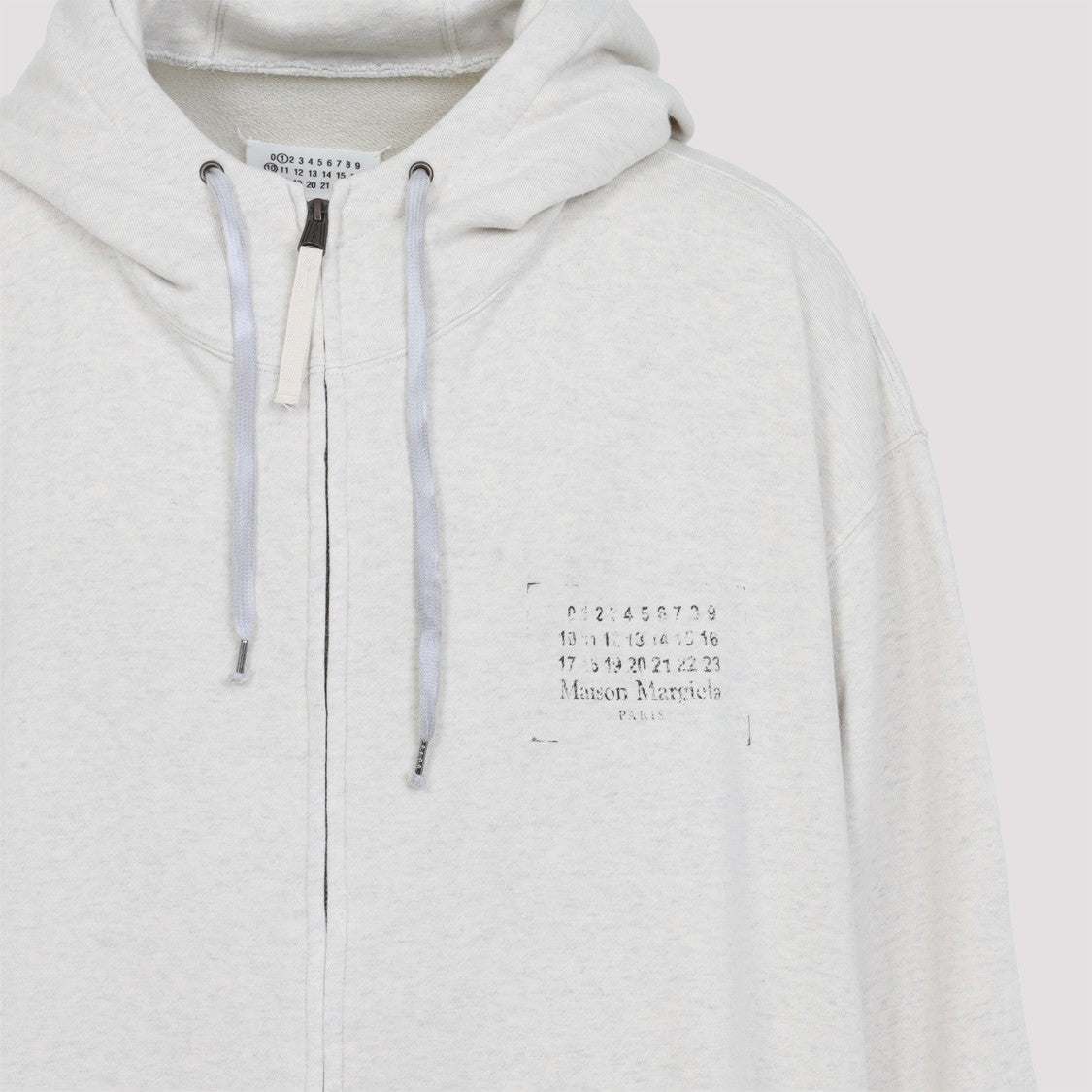 Maison Margiela Ecru Cotton Hoodie With Front Zip