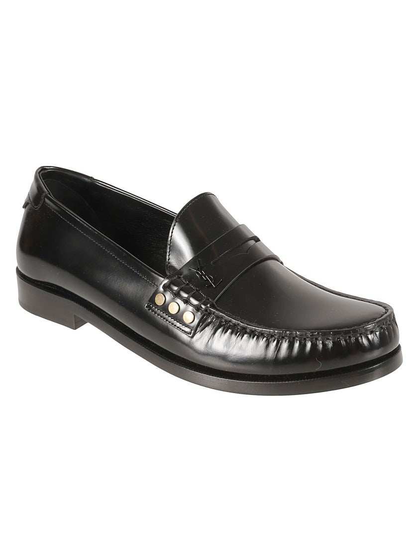 Saint Laurent Polished Calf Leather Loafers