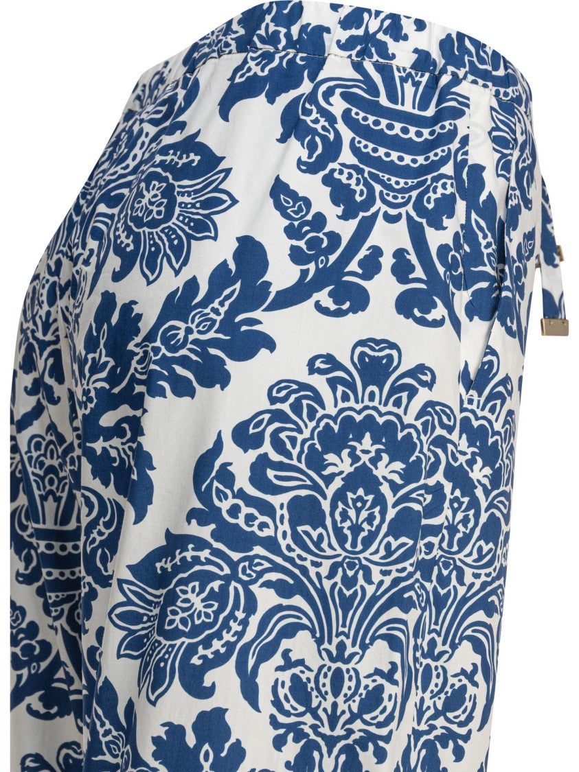 Max Mara Blue Floral Damask Trousers