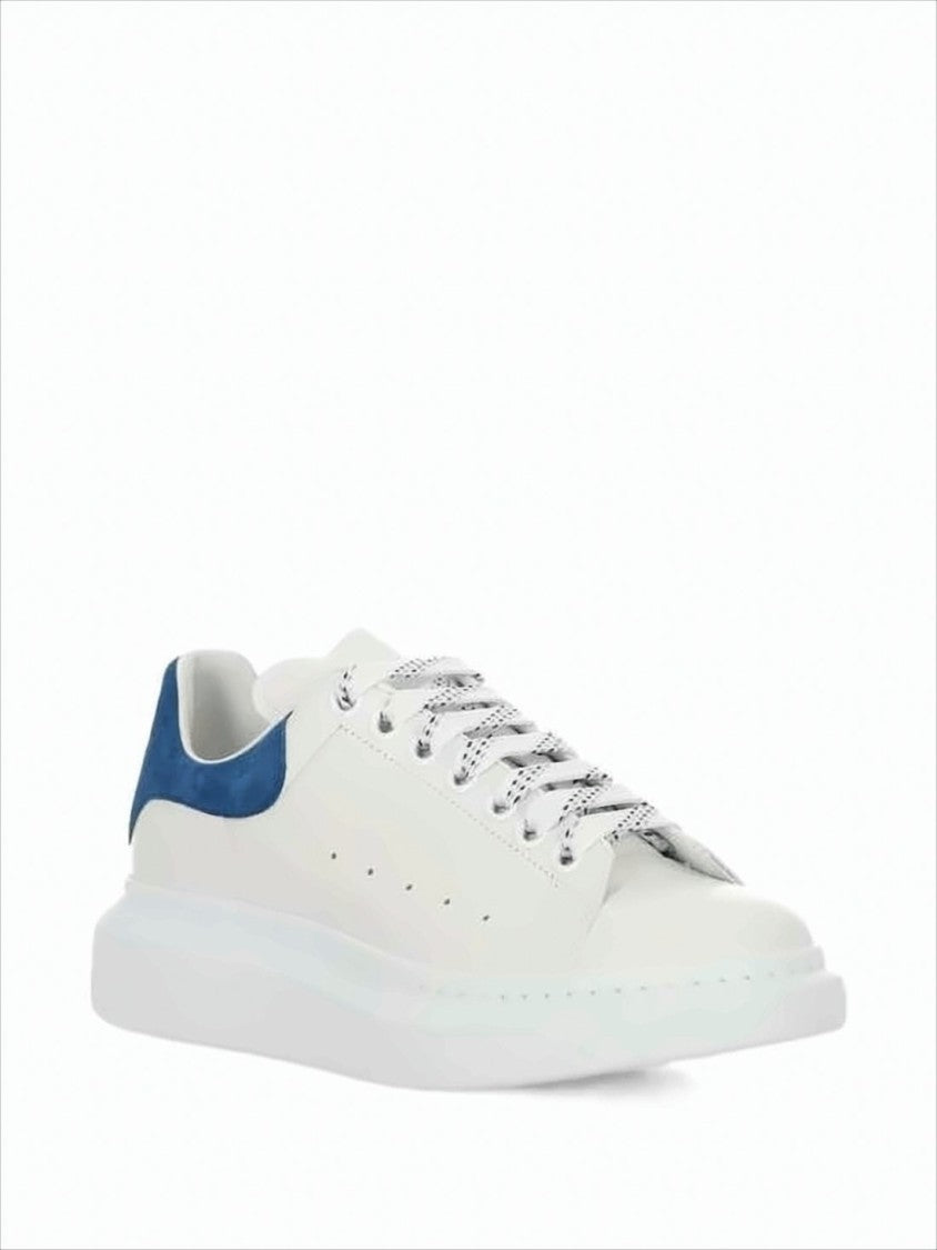 Alexander Mcqueen Smooth Calf Leather Sneakers With Suede Heel Tab