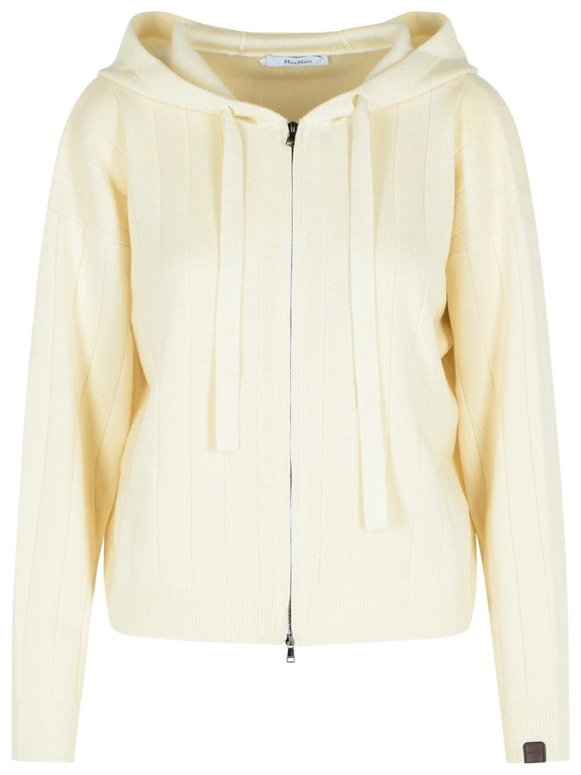 Max Mara Rubiera' White Cashmere Yarn Cardigan