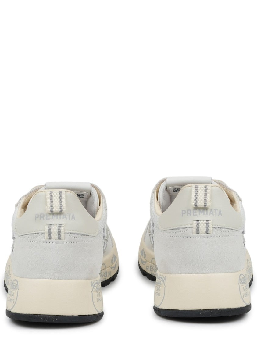 Premiata Nous Mesh Calf Leather Printed Sneakers