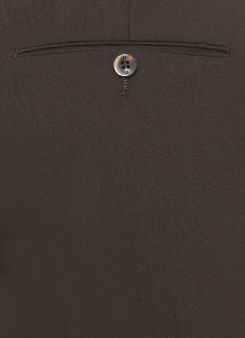 Pt Torino Dark Brown Zip Fastening Pants
