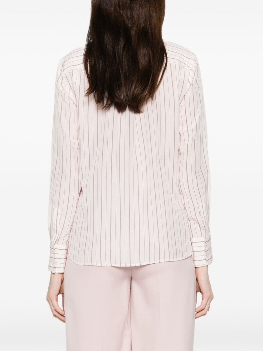 Max Mara Contrasting Vertical Striped Silk Shirt