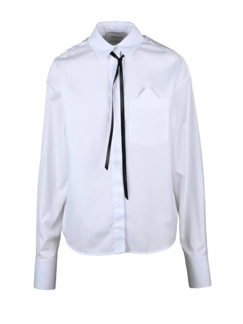 Sportmax Cotton Shirt With Crisp Design And Subtle Ribbon Detail