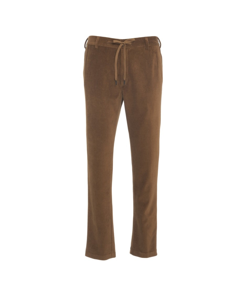 Circolo 1901 Textured Corduroy Trousers With Drawstring Waist And Tailored Silhouette
