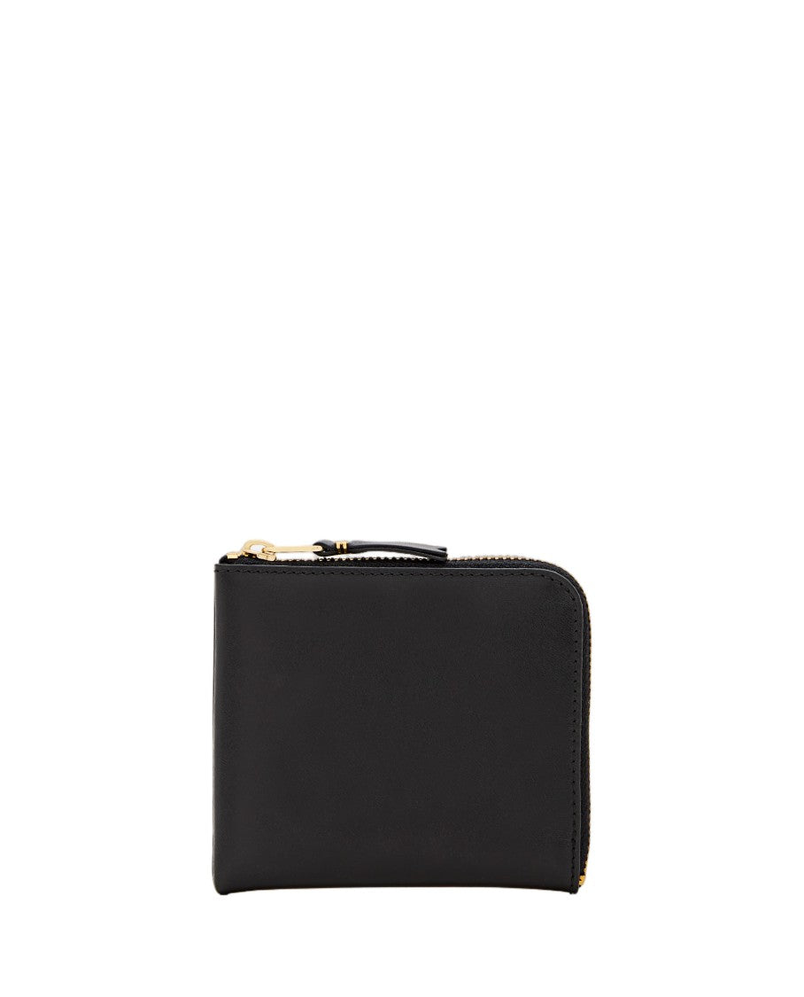 Comme Des Garçons Zippered Black Leather Wallet With Interior Card Holders