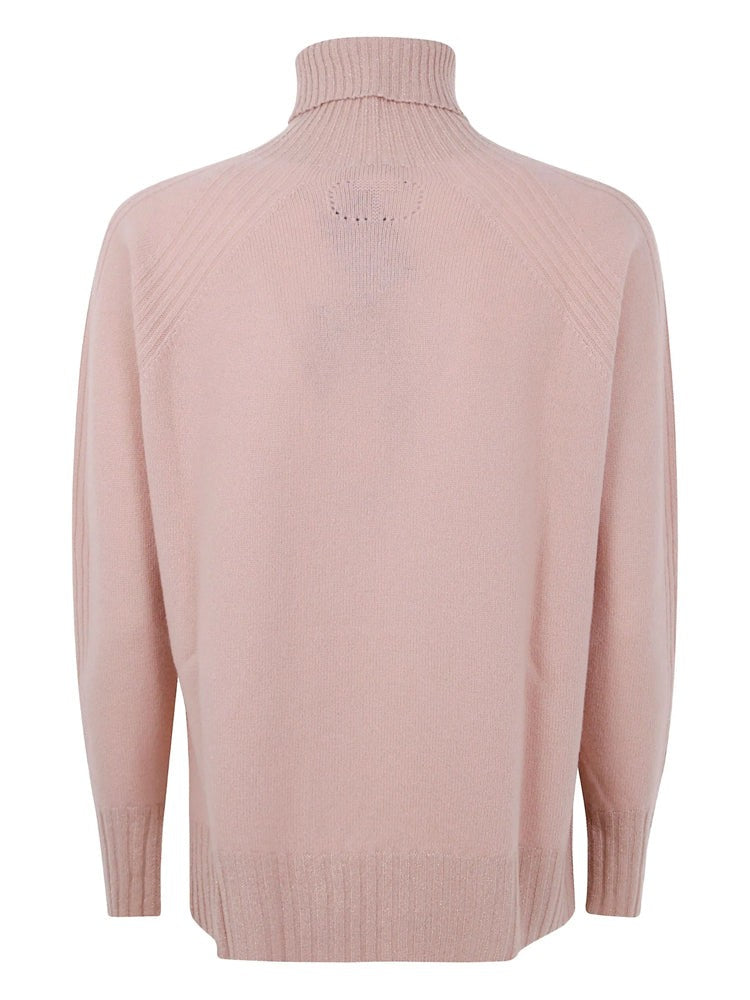 Twin-Set Refined High Turtleneck Sweater With Ribbed Details