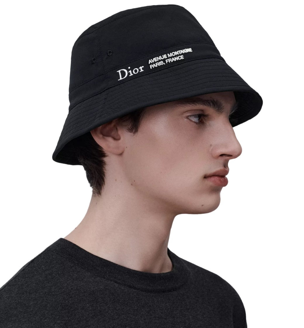 Christian Dior Black Soft Crown Embroidered Hat