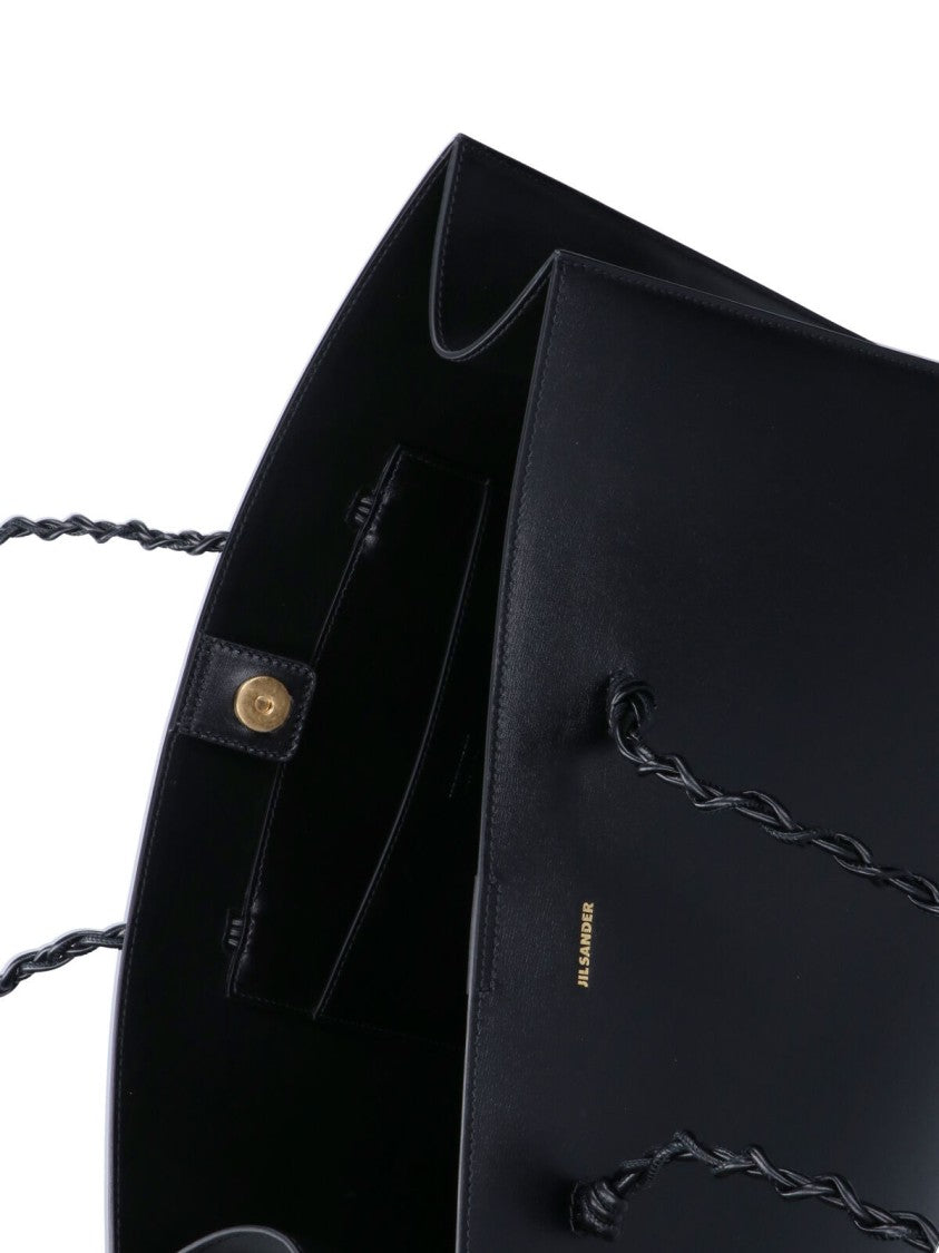 Jil Sander Black Tangle Leather Tote Bag