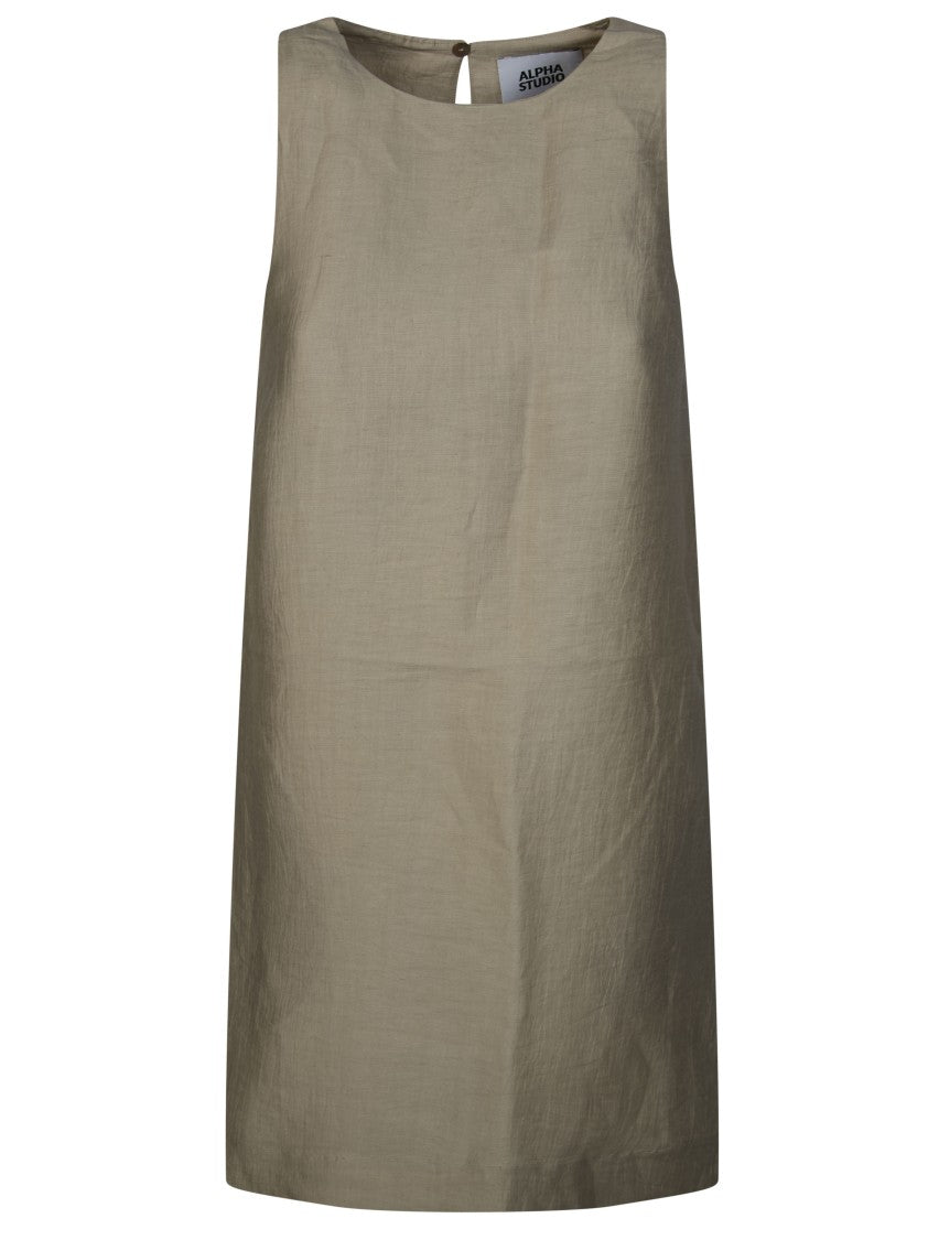 Alpha Studio Linen Blend Keyhole Back A-Line Dress