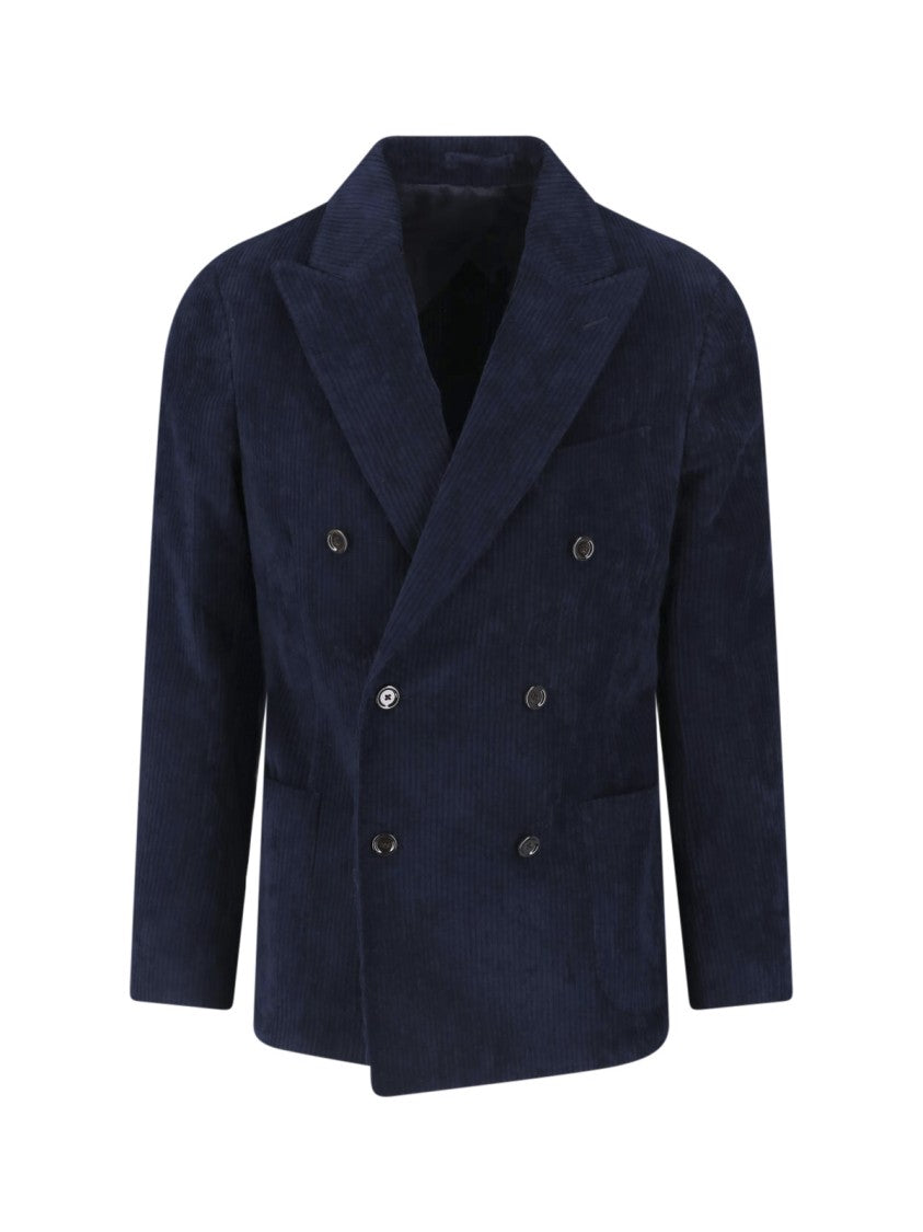 Lardini Dark Blue Corduroy Cotton Velvet Blazer