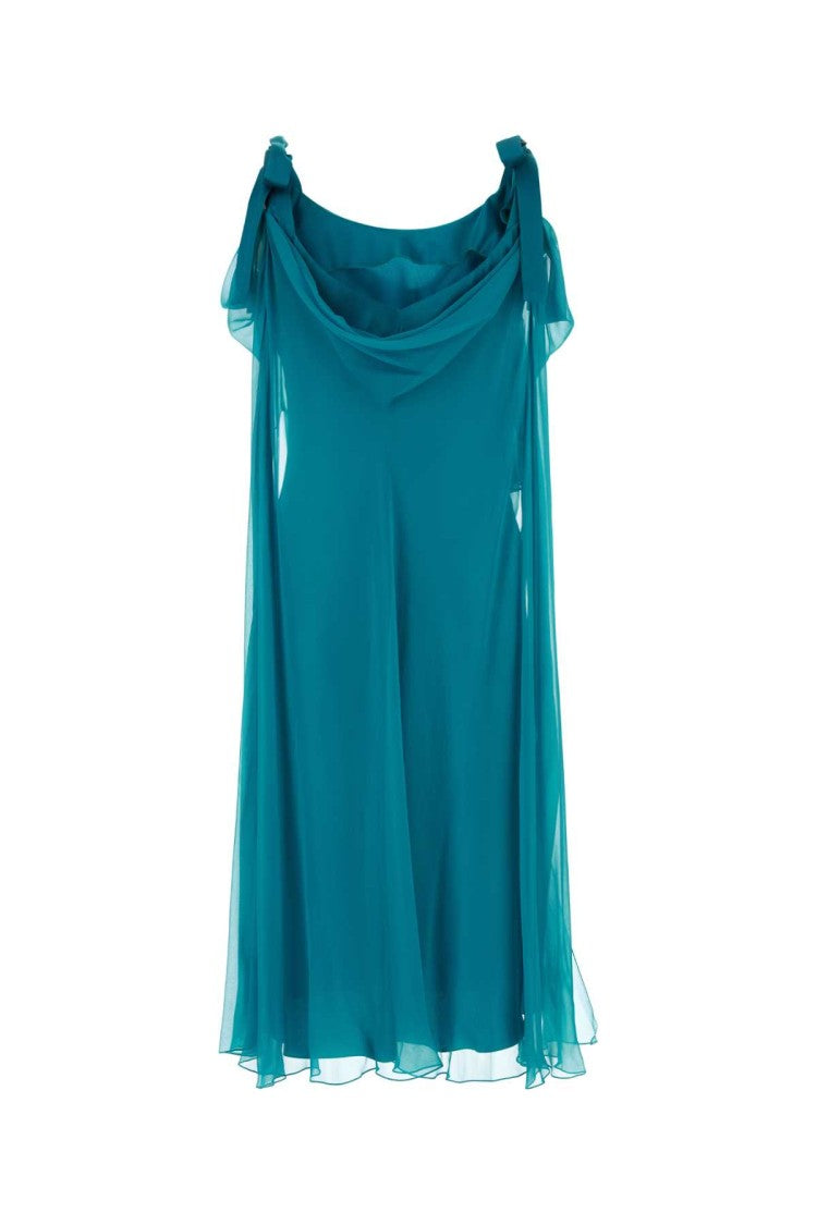 Alberta Ferretti Teal Green Silk Dress