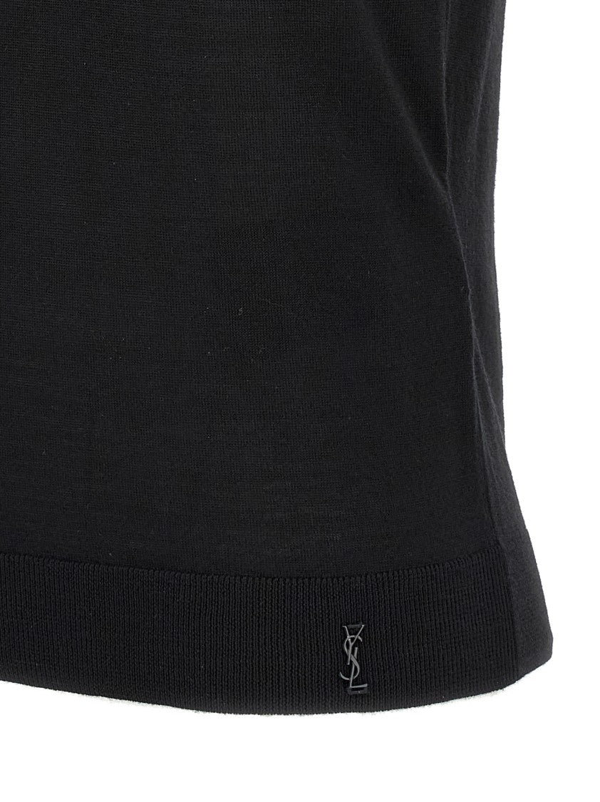 Saint Laurent Fitted Black Wool Vest
