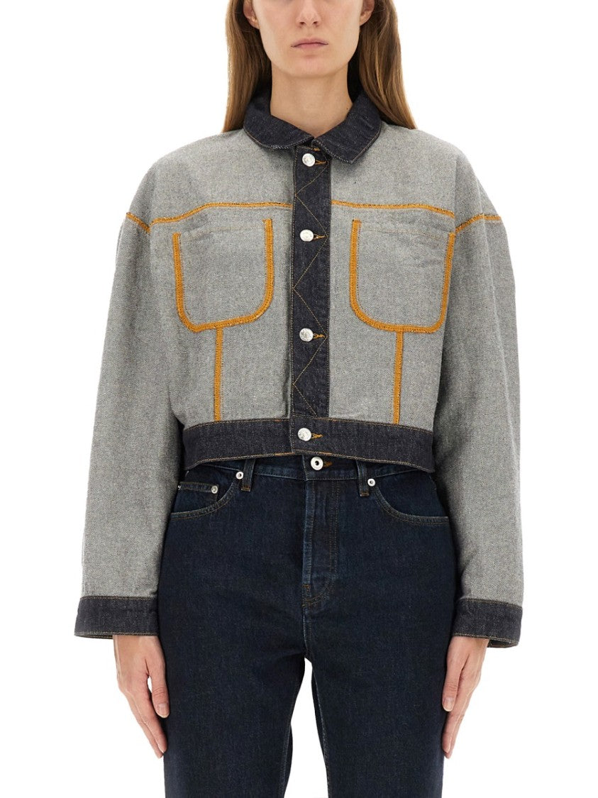 Moschino Cropped Boxy Denim Jacket