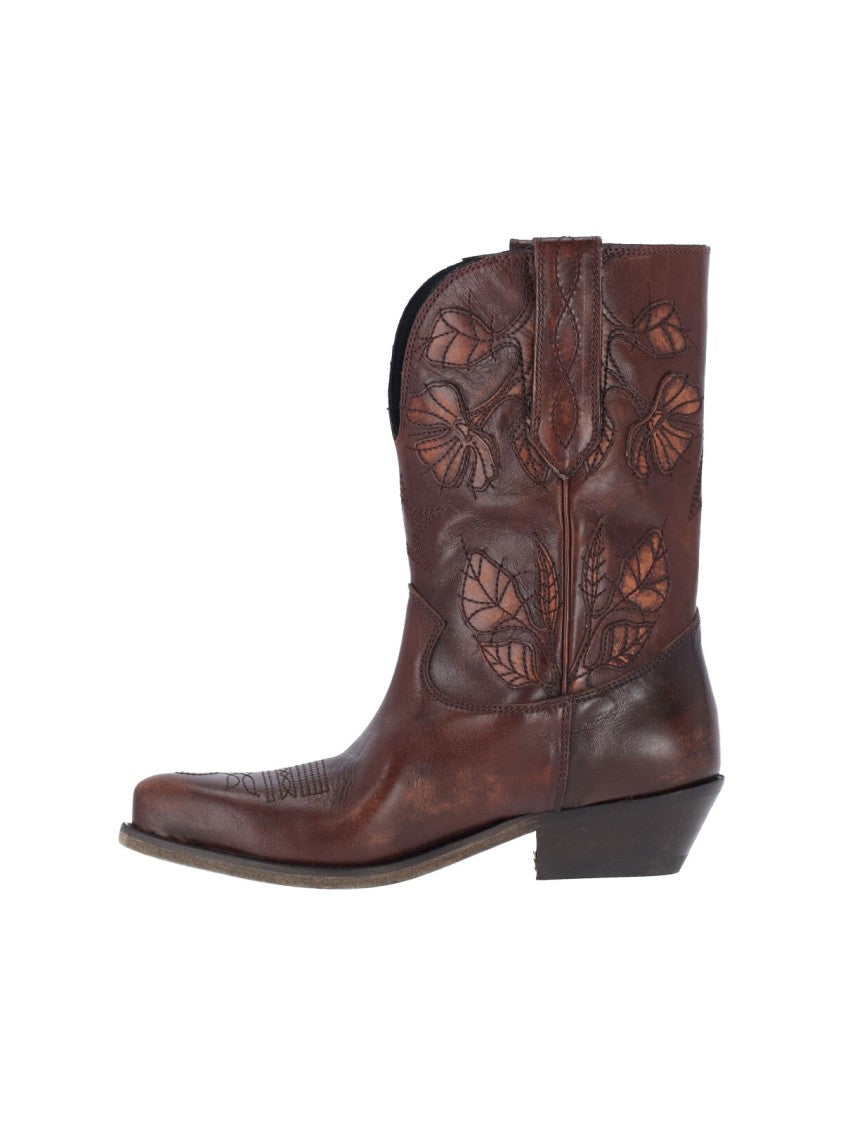 Golden Goose Brown Wish Star Tonal Stitched Boots