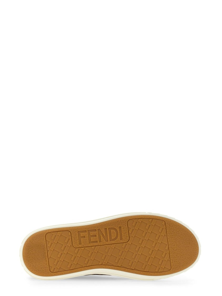 Fendi Low-Top Sneakers With Monogram Pattern And Gold-Tone Accents