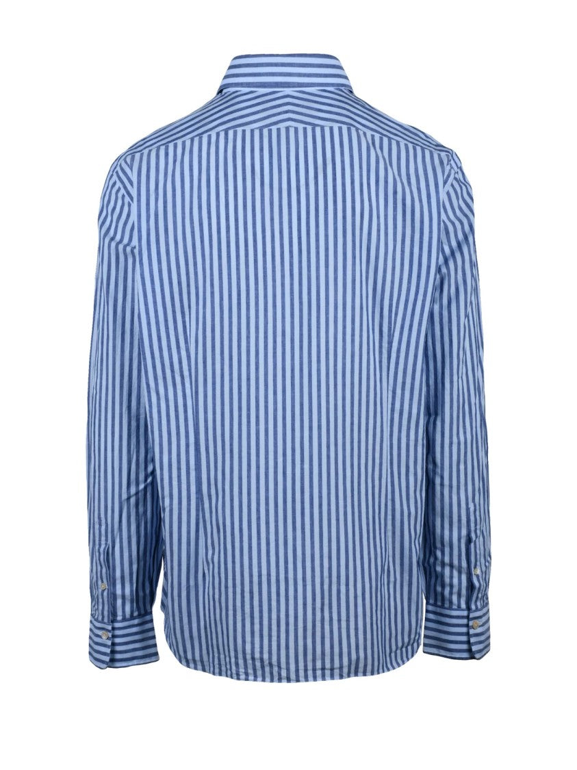 Alessandro Gherardi Blue Cotton-Blend Striped Shirt