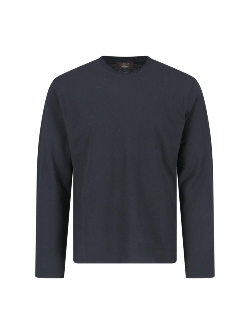 Zanone Long-Sleeved Black Cotton T-Shirt With Crew Neckline