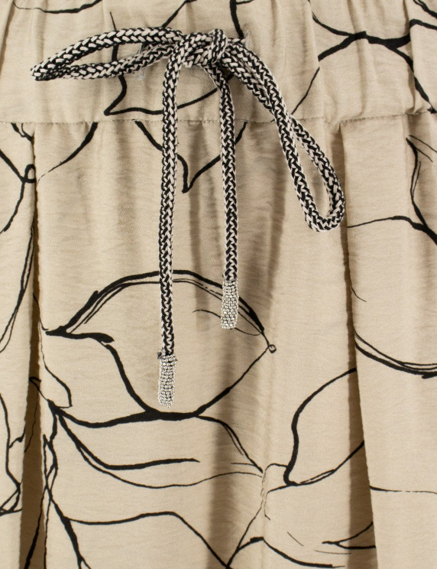 Panicale Floral Print Midi Skirt With Pleated Volume