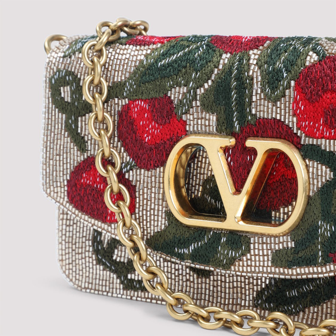 Valentino Garavani Multicolor Leather Clutch With Beadwork And Vlogo