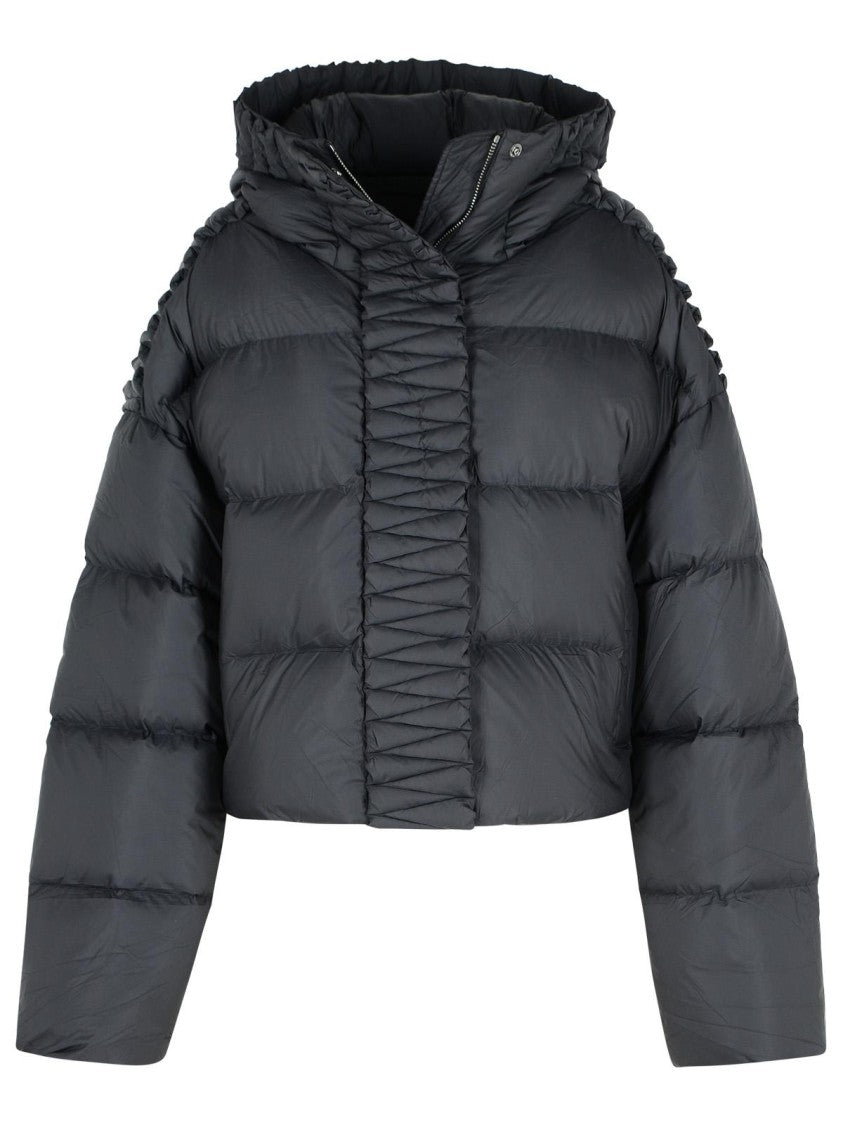 Raxxy Black Polyester Hooded Down Jacket