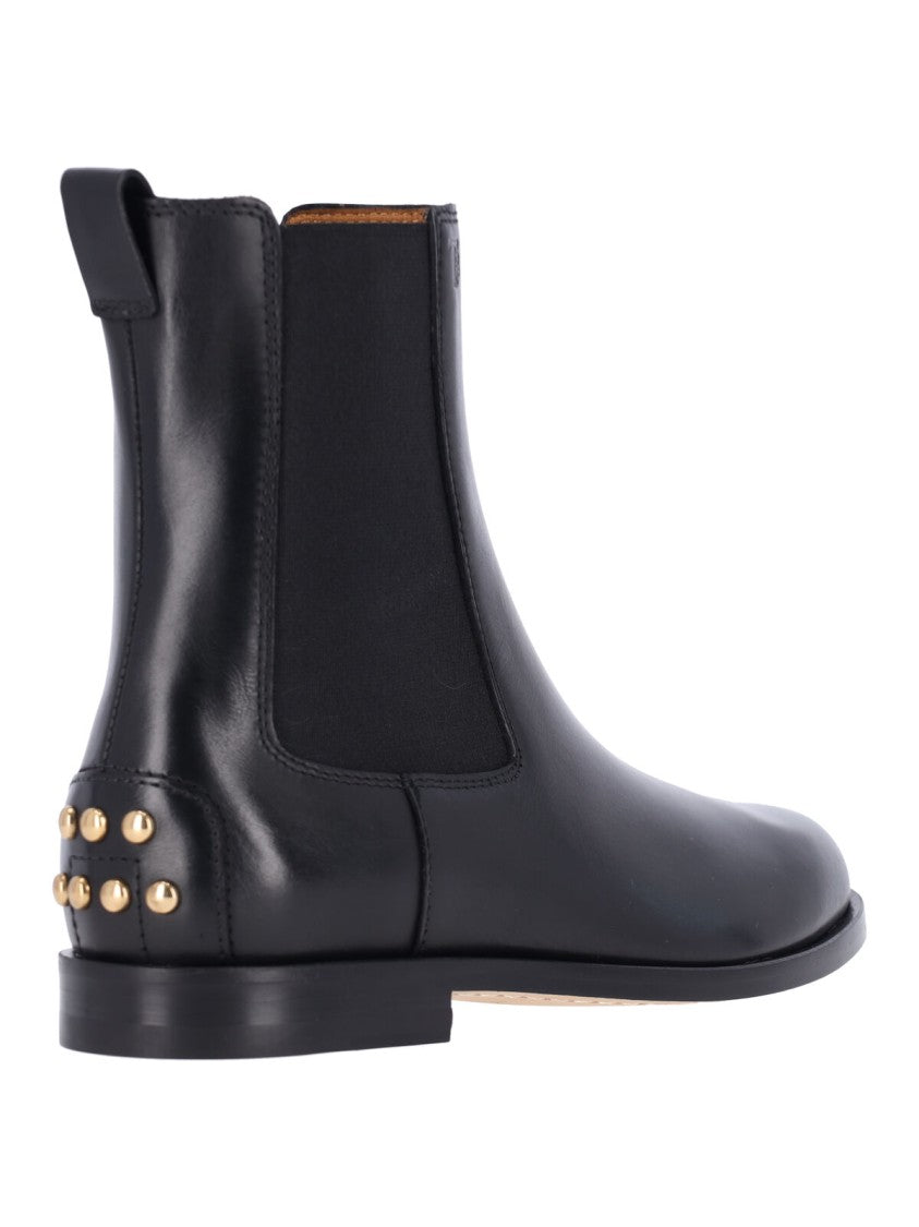 Tod's Gold-Stud Minimalist Leather Ankle Boots