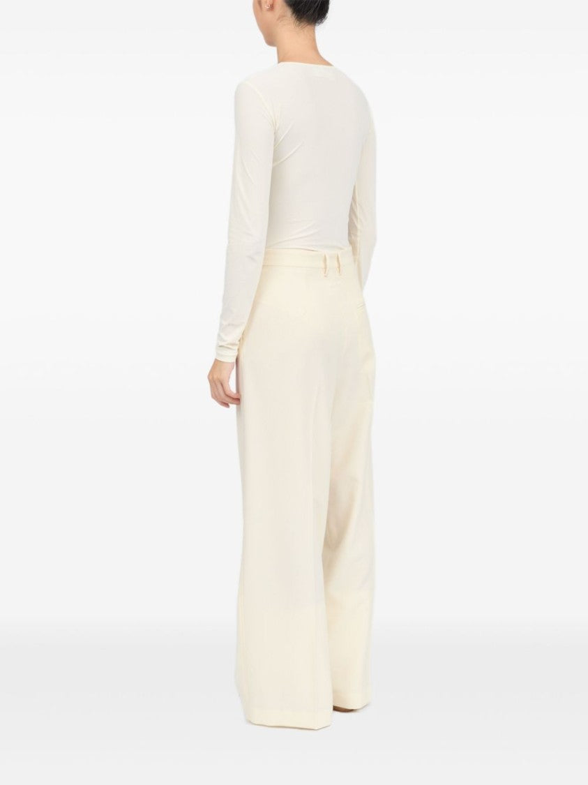 Mm6 By Maison Margiela Light Beige Trousers With Off-Centre Fastening