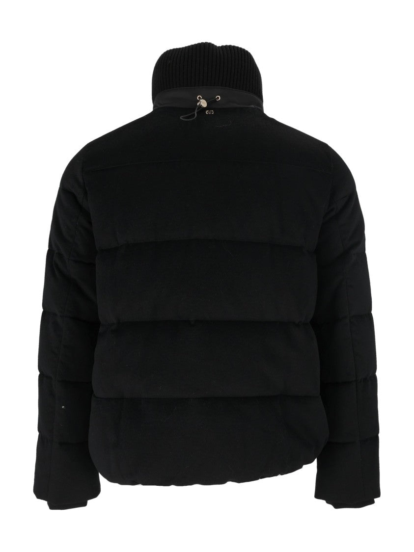 Duno Black Cropped High-Ribbed Collar Quilted Puffer Jacket