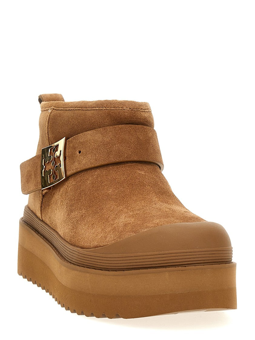 Tory Burch Mellow Shearling Platform' Ankle Boots