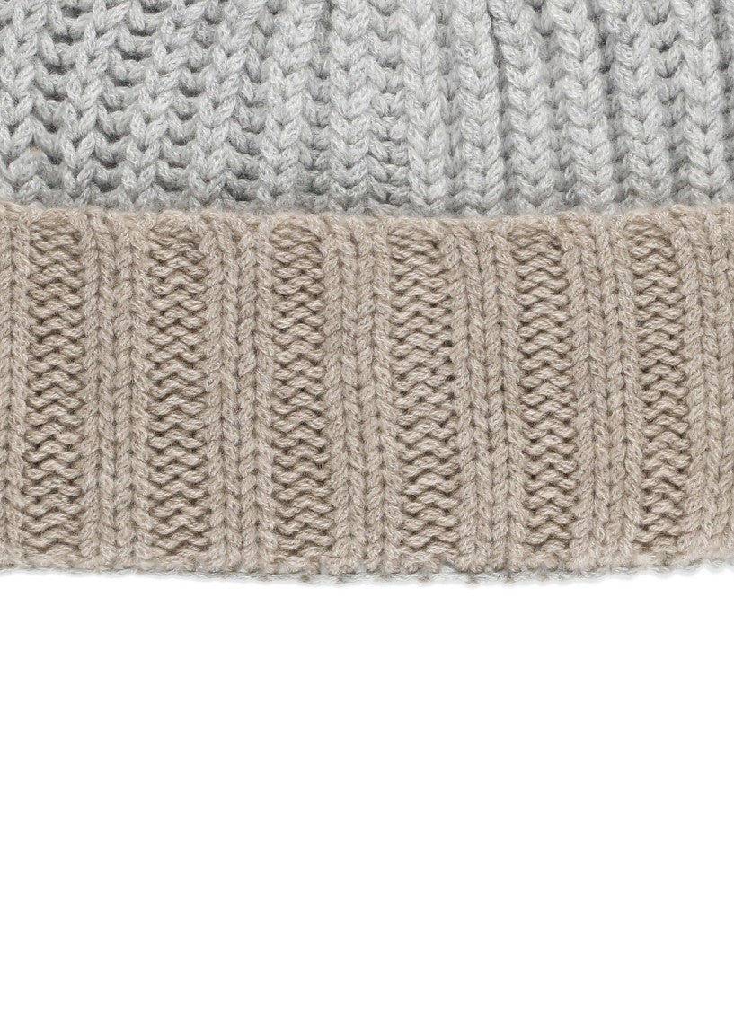 Barna Cashmere Grey Cashmere Ribbed Beanie