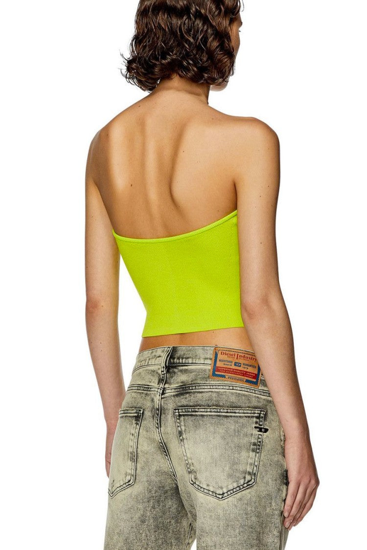 Diesel Ribbed Strapless Top With Iconic Logo Detail