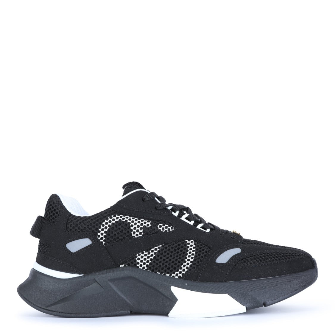 Valentino Garavani Black Mesh Suede Demivee Sneakers