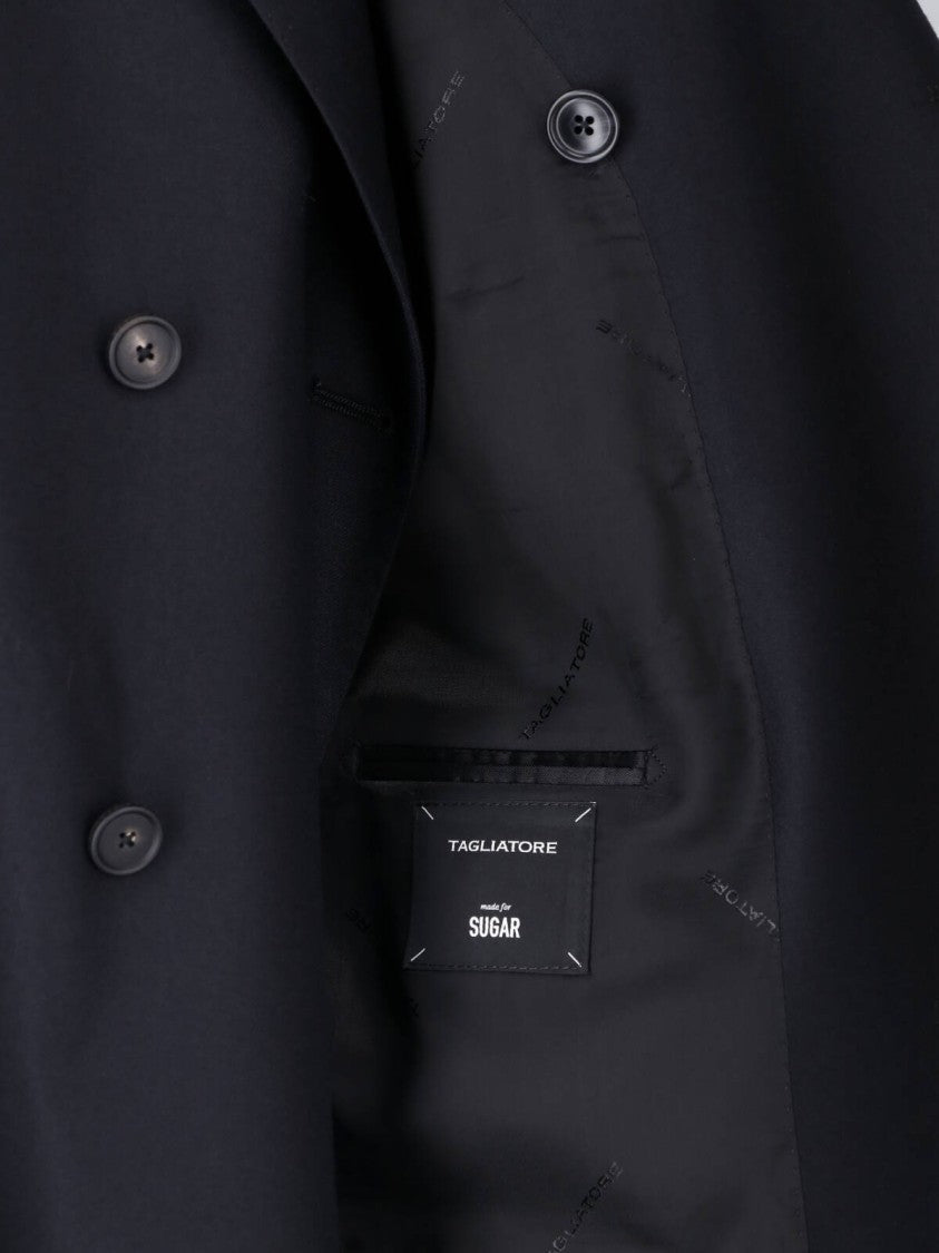 Tagliatore Double-Breasted Virgin Wool Suit With Peak Lapel