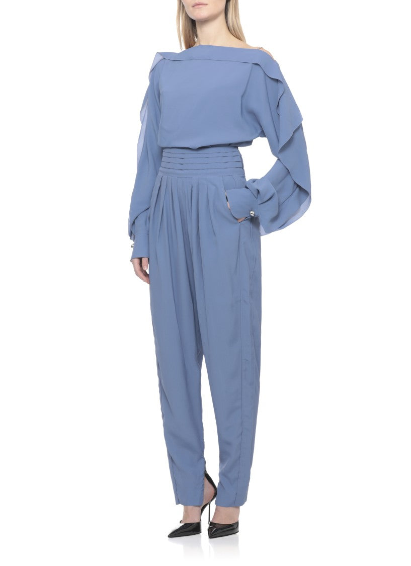 Lanvin Blue Haut Volant Long Sleeve Top