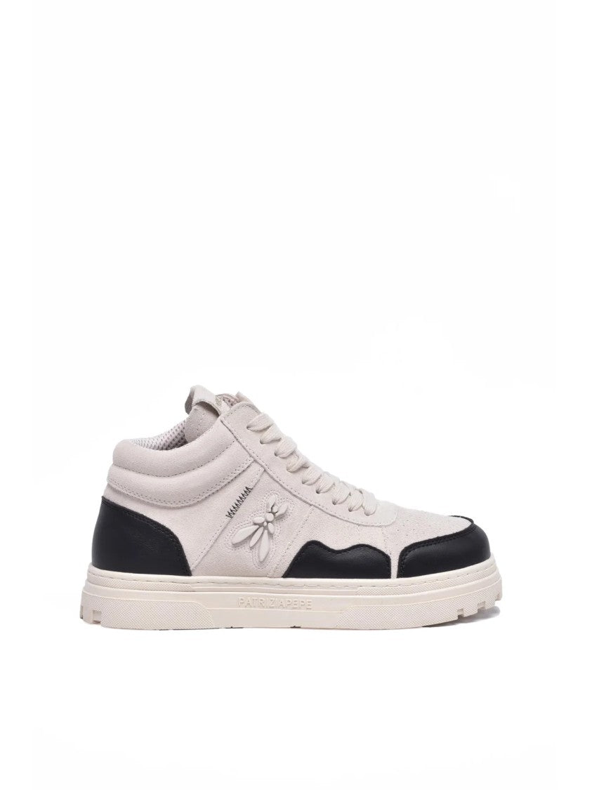 Patrizia Pepe Beige/Black Leather Other Fibers Rubber Women's Sneakers
