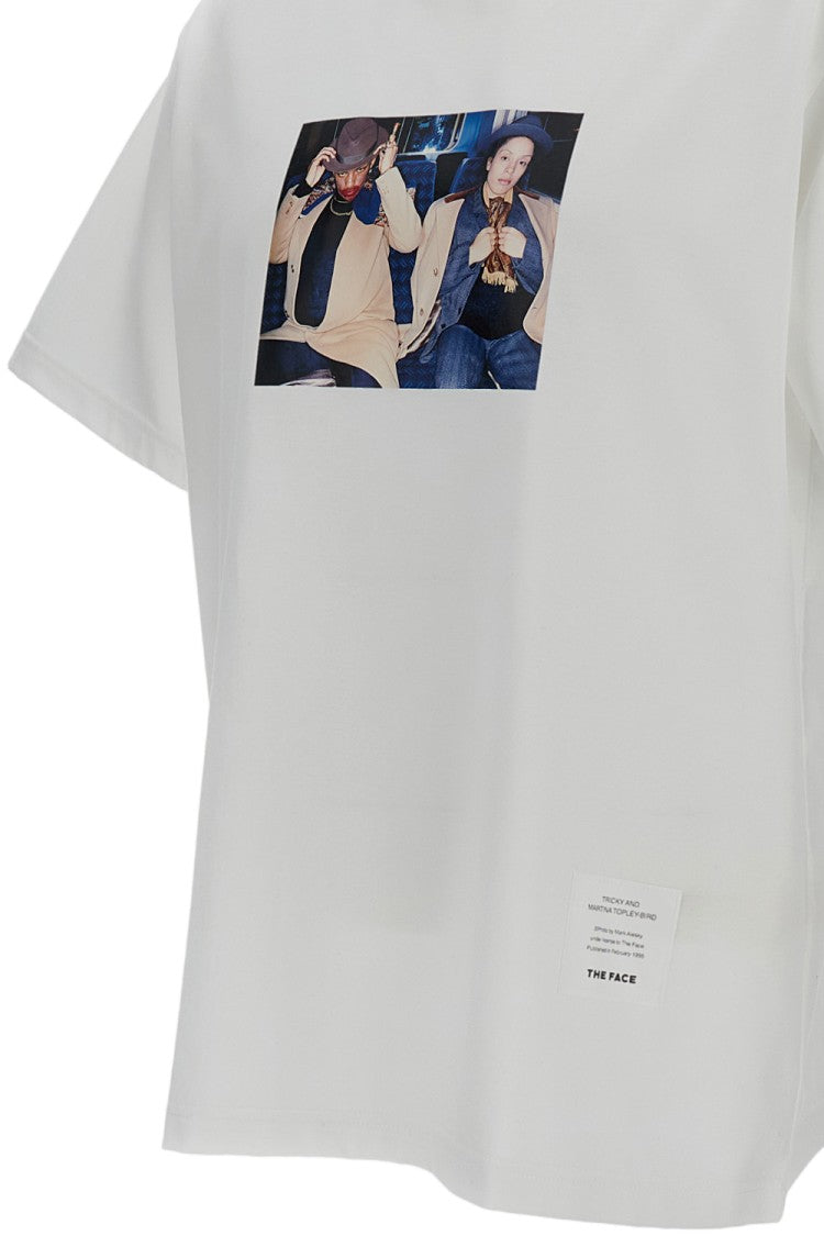 Junya Watanabe White Printed Crew-Neck Cotton T-Shirt