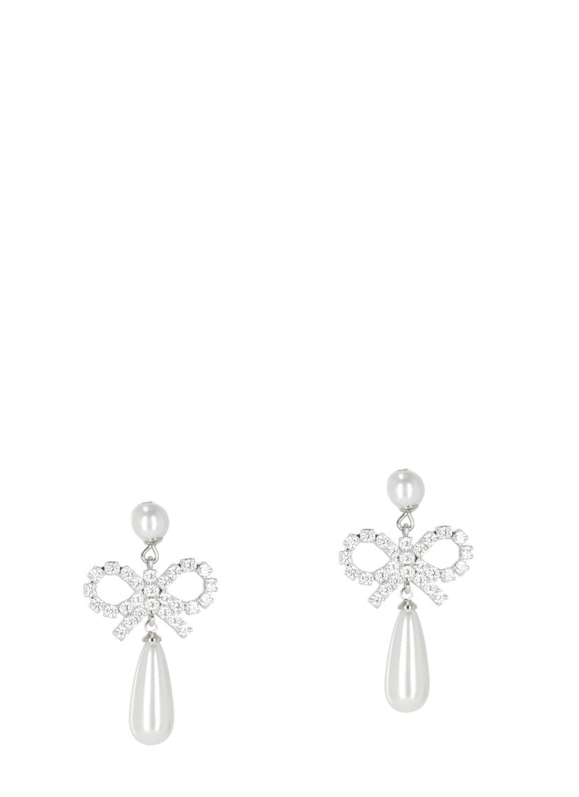 Self-Portrait Pearl Bow Droplet Earrings