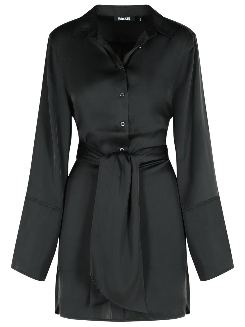 Rotate Black Polyester Shirt Dress