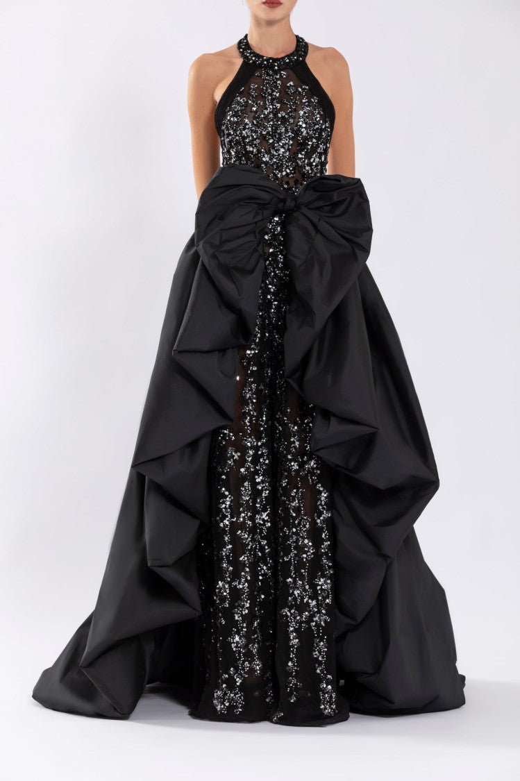 Saiid Kobeisy Taffeta Overskirt With Draped Bow