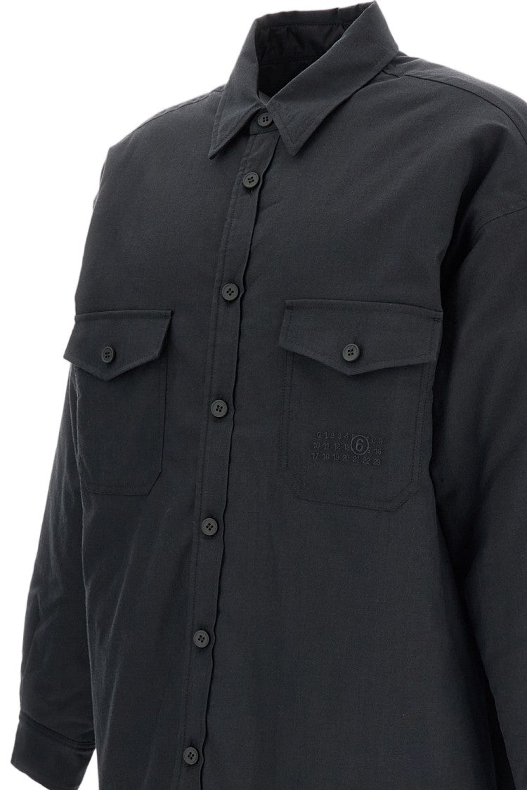Mm6 By Maison Margiela Black Grey Cotton-Wool Reversible Overshirt