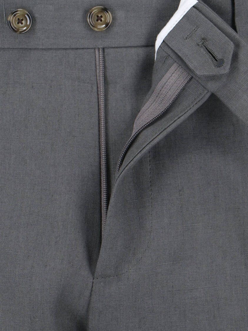 Lardini Double-Breasted Linen Suit Grey