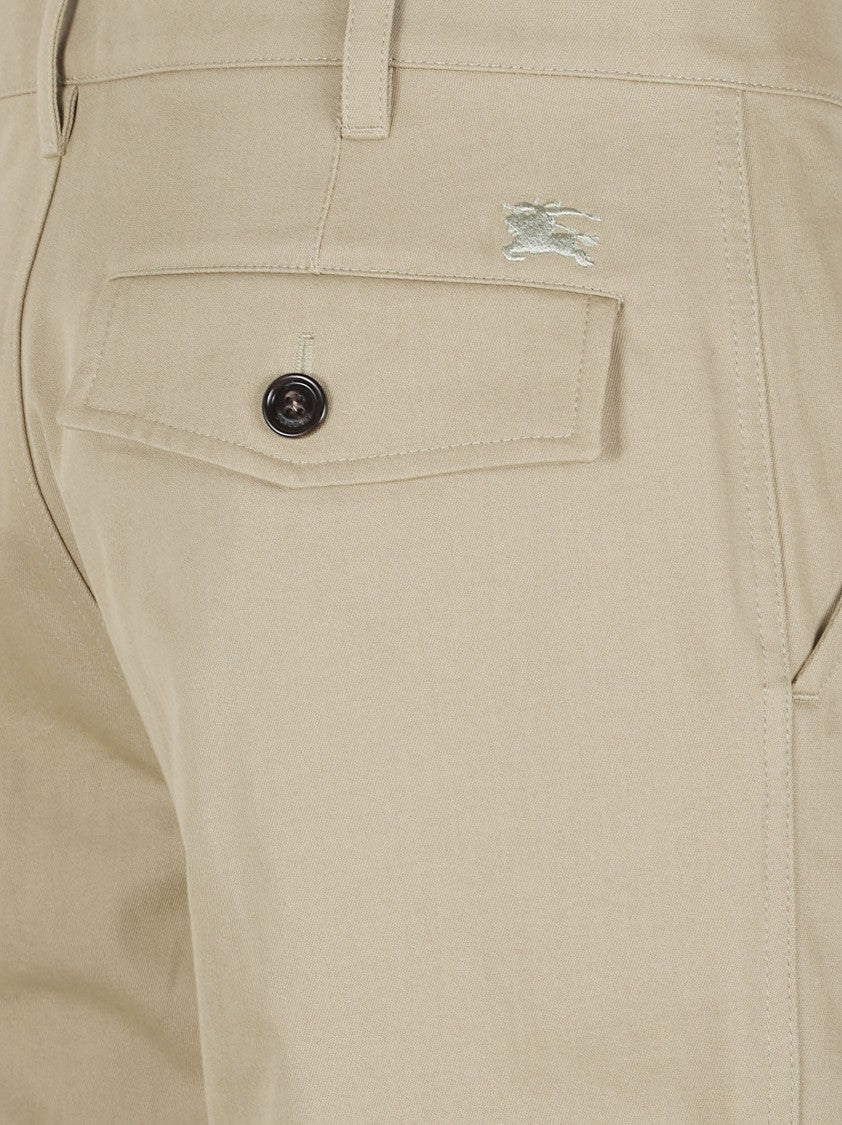 Burberry Straight-Leg Trousers With Button Closure And Embroidered Logo