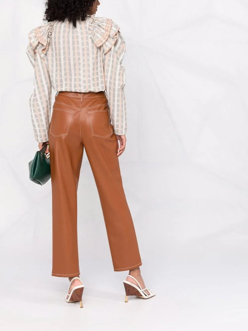 Ulla Johnson Ruffled-Neck Check Pattern Blouse